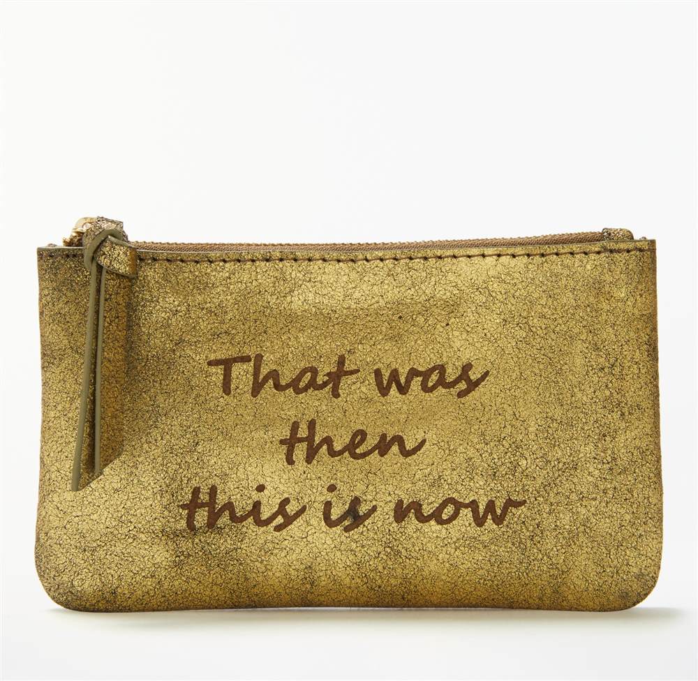 AND/OR Mila Slogans Leather That Was Then This Is Now Coin Purse Metallic Purses AND/OR Mila Slogans Leather That Was Then This Is Now Coin Purse Metallic Purses