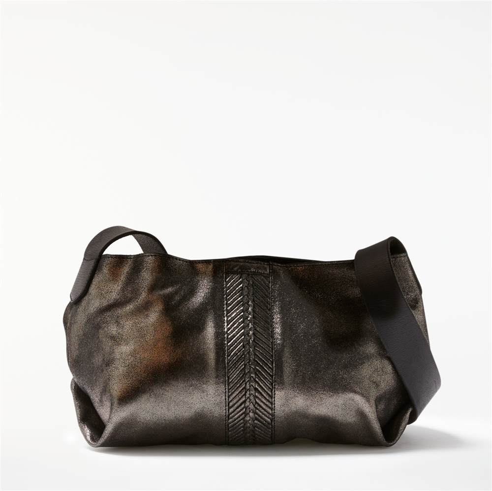 AND/OR Shadi Leather Slouch Cross Body Bag Gunmetal Handbags AND/OR Shadi Leather Slouch Cross Body Bag Gunmetal Handbags