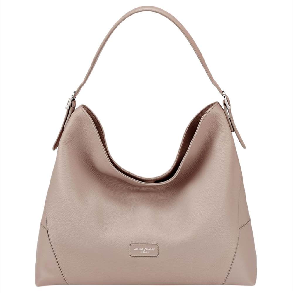 Aspinal of London Leather Hobo BagTaupe Aspinal of London Handbags