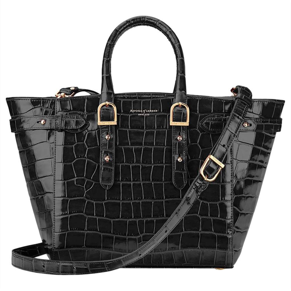 Aspinal of London Marylebone Medium Leather Tote BagBlack Croc Aspinal of London Handbags Aspinal of London Marylebone Medium Leather Tote BagBlack Croc Aspinal of London Handbags