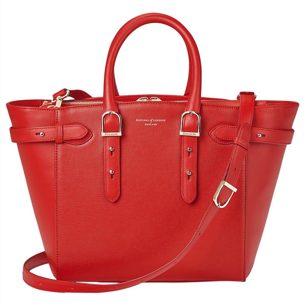 Aspinal of London Marylebone Midi Leather Tote Bag Carrera Scarlet Aspinal of London Handbags
