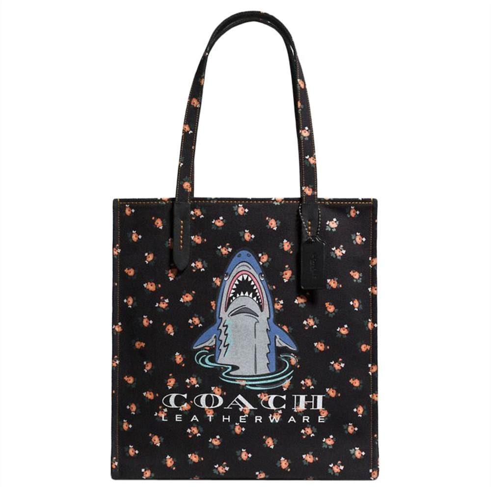 Coach 1941 Canvas North/South Sharky Tote Bag Black Coach Handbags