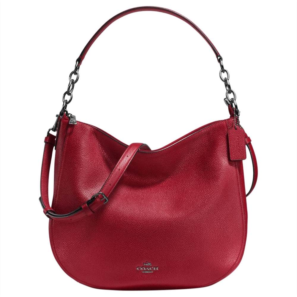 Coach Chelsea 32 Polished Leather Hobo BagCherry Coach Handbags