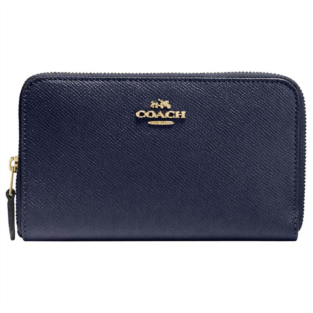 Coach Crossgrain Leather Medium Zip Around WalletNavy Coach Purses