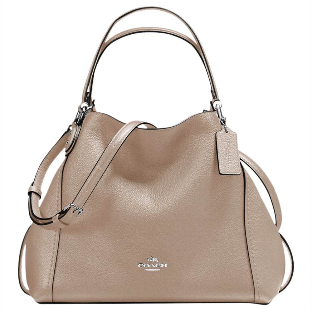 Coach Edie 28 Leather Shoulder Bag Stone Coach Handbags