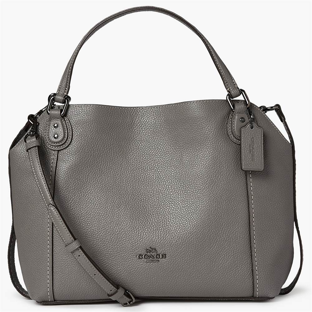 Coach Edie 28 Leather Shoulder BagHeather Grey Coach Handbags