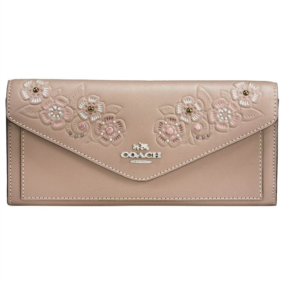 Coach Embossed Leather Soft Wallet Stone Coach Purses