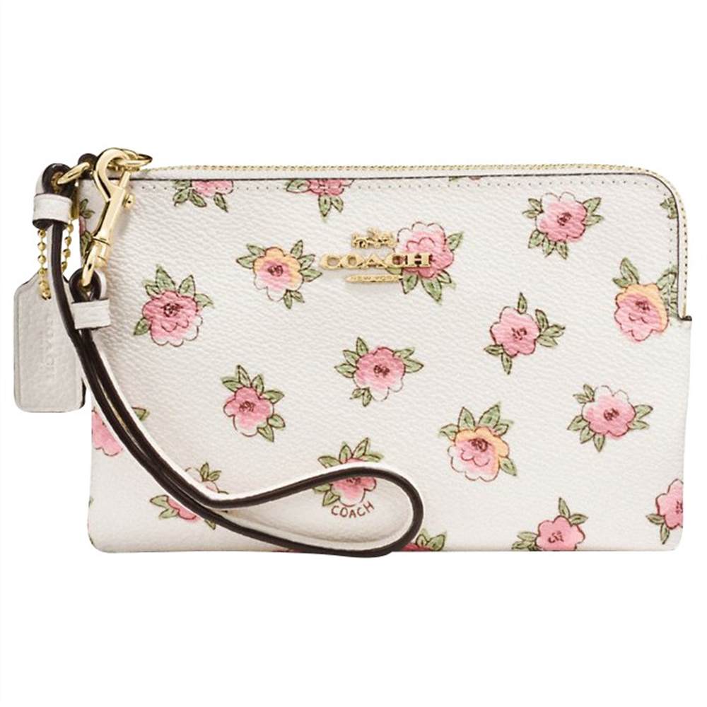 Coach Leather Floral Print Small Wristlet Purse Chalk/Multi Coach Purses Coach Leather Floral Print Small Wristlet Purse Chalk/Multi Coach Purses