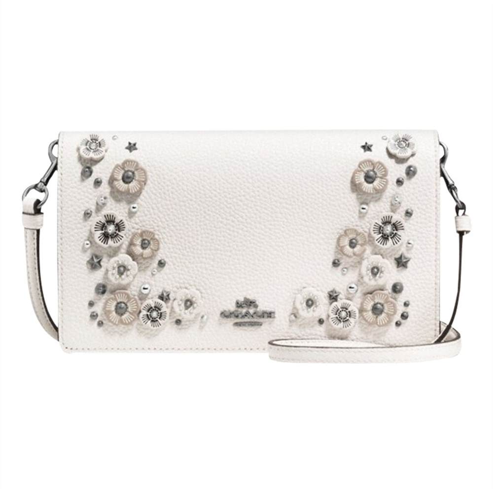Coach Leather Willow Flower Cross Body PurseChalk Coach Purses