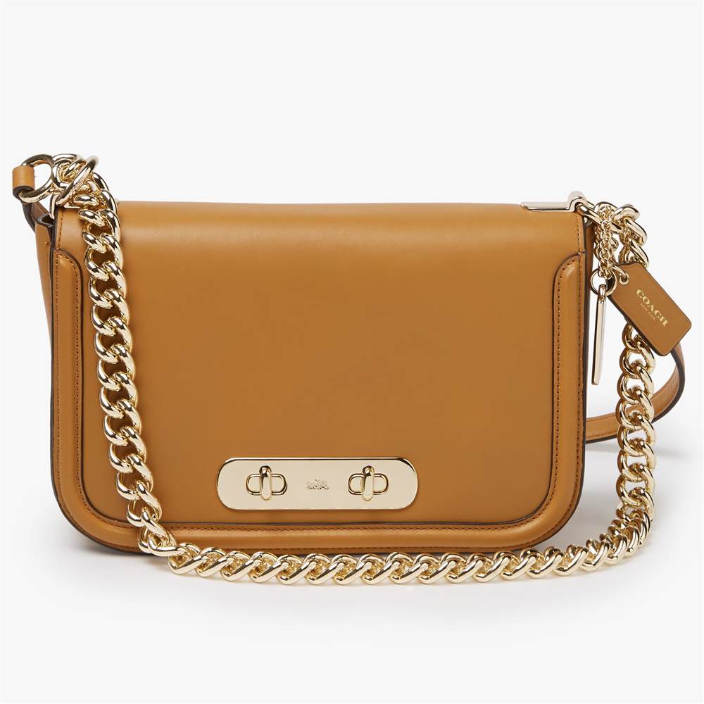 Coach Swagger Leather Shoulder Bag Caramel Coach Handbags
