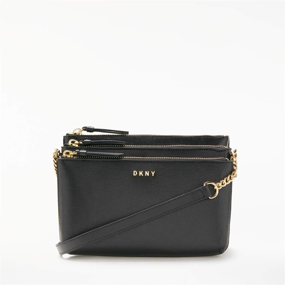 DKNY Chain Item Sutton Textured Leather Cross Body Bag Black DKNY Handbags DKNY Chain Item Sutton Textured Leather Cross Body Bag Black DKNY Handbags