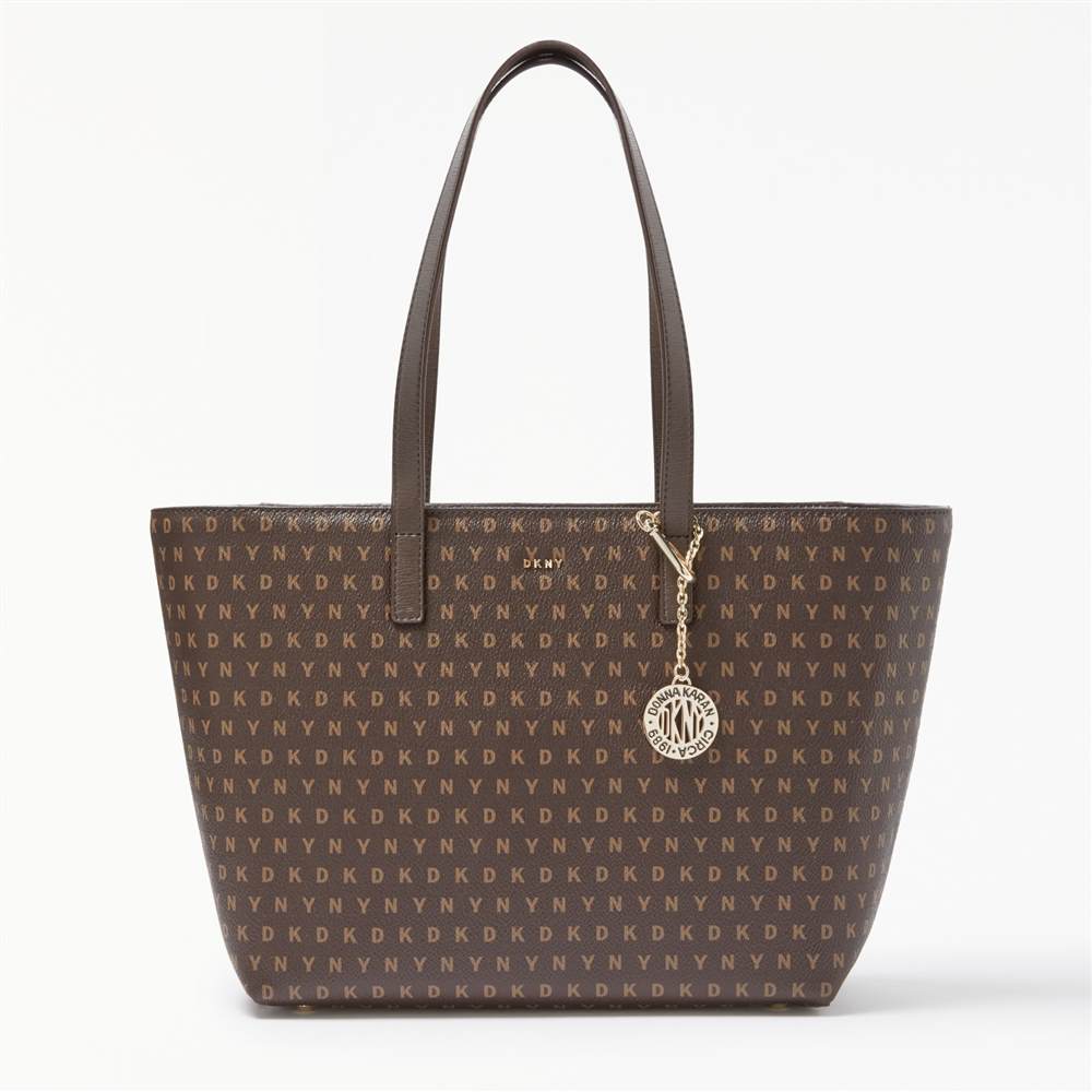 DKNY Coated Logo Medium Tote Bag Brown DKNY Handbags DKNY Coated Logo Medium Tote Bag Brown DKNY Handbags