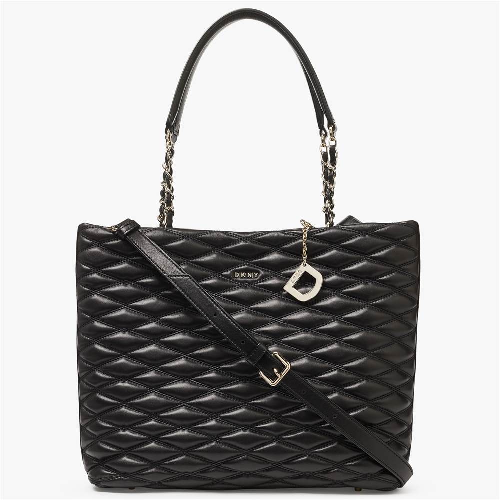 DKNY Nappa Leather Quilted Large Shopper Bag Black DKNY Handbags DKNY Nappa Leather Quilted Large Shopper Bag Black DKNY Handbags