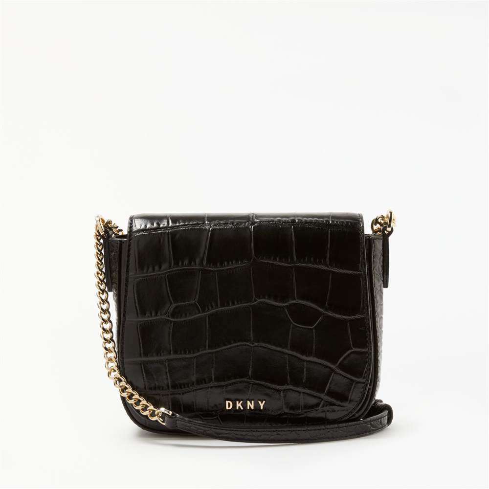 DKNY Sutton Croc Effect Leather Small Saddle BagBlack DKNY Handbags DKNY Sutton Croc Effect Leather Small Saddle BagBlack DKNY Handbags