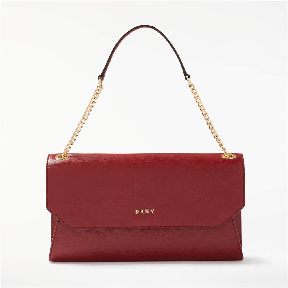 DKNY Sutton Leather Envelope Clutch Bag Scarlet DKNY Handbags