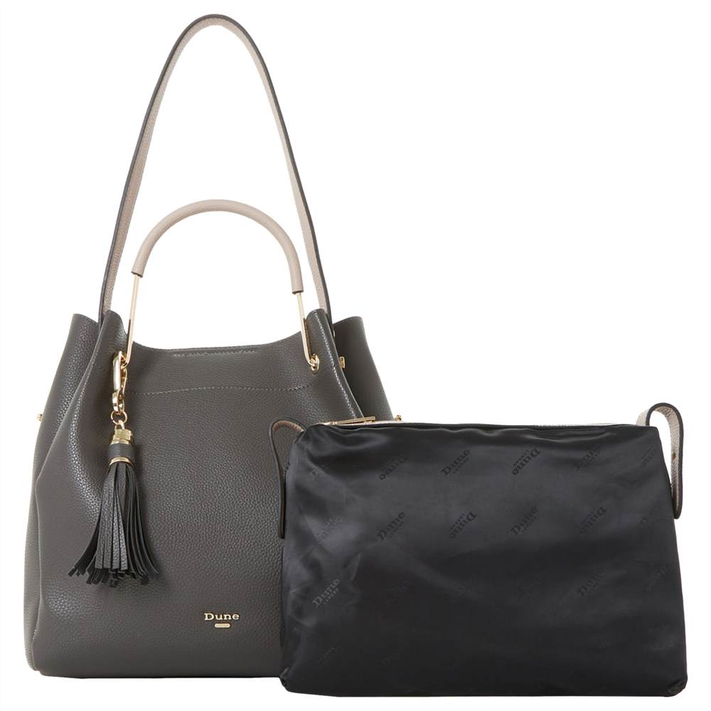 darcita ted baker : 32s2g7hc0lDune Daura Metal Handle Slouch Shoulder BagDark Grey Dune Handbags