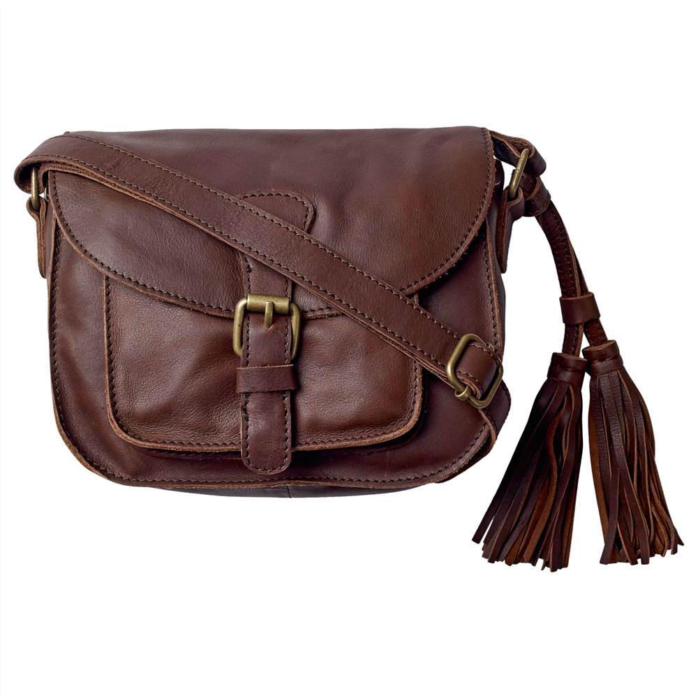 Fat Face Small Leather Saddle Tassel Bag Chocolate Fat Face Handbags Fat Face Small Leather Saddle Tassel Bag Chocolate Fat Face Handbags