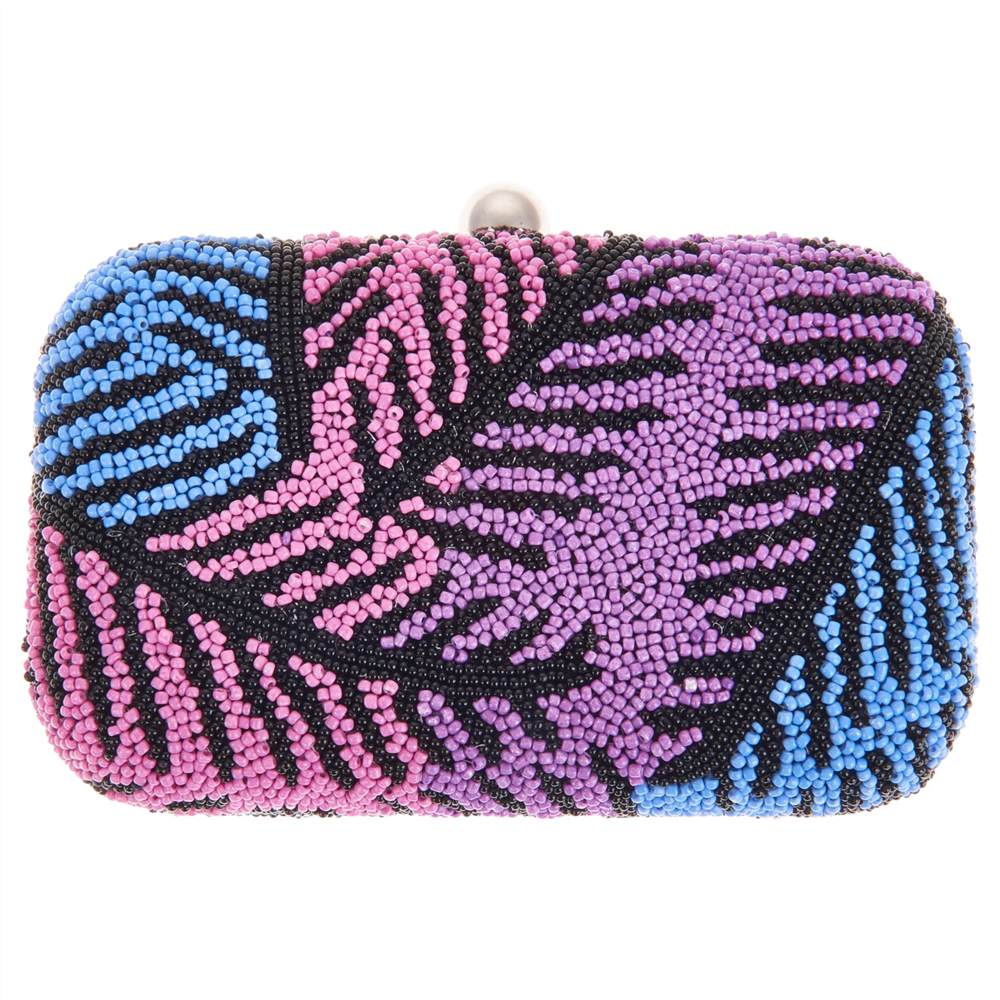 From St Xavier Leaf Box Clutch Pink/ Blue From St Xavier Handbags From St Xavier Leaf Box Clutch Pink/ Blue From St Xavier Handbags