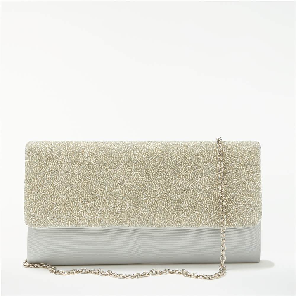 John Lewis Isla East/West Beaded Clutch Bag Silver John Lewis Handbags John Lewis Isla East/West Beaded Clutch Bag Silver John Lewis Handbags