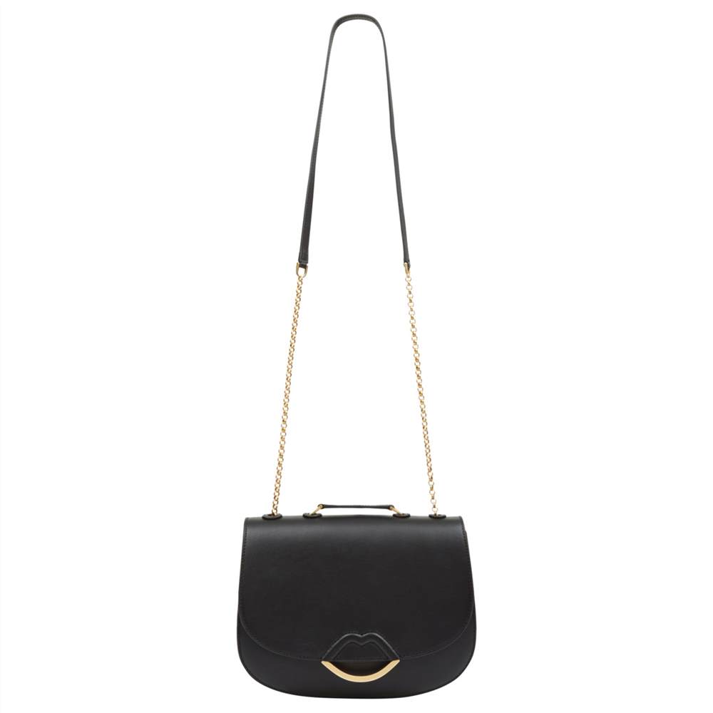 Lulu Guiness Isabella Half Covered Lips Leather Medium Cross Body Bag Black Lulu Guinness Handbags Lulu Guiness Isabella Half Covered Lips Leather Medium Cross Body Bag Black Lulu Guinness Handbags