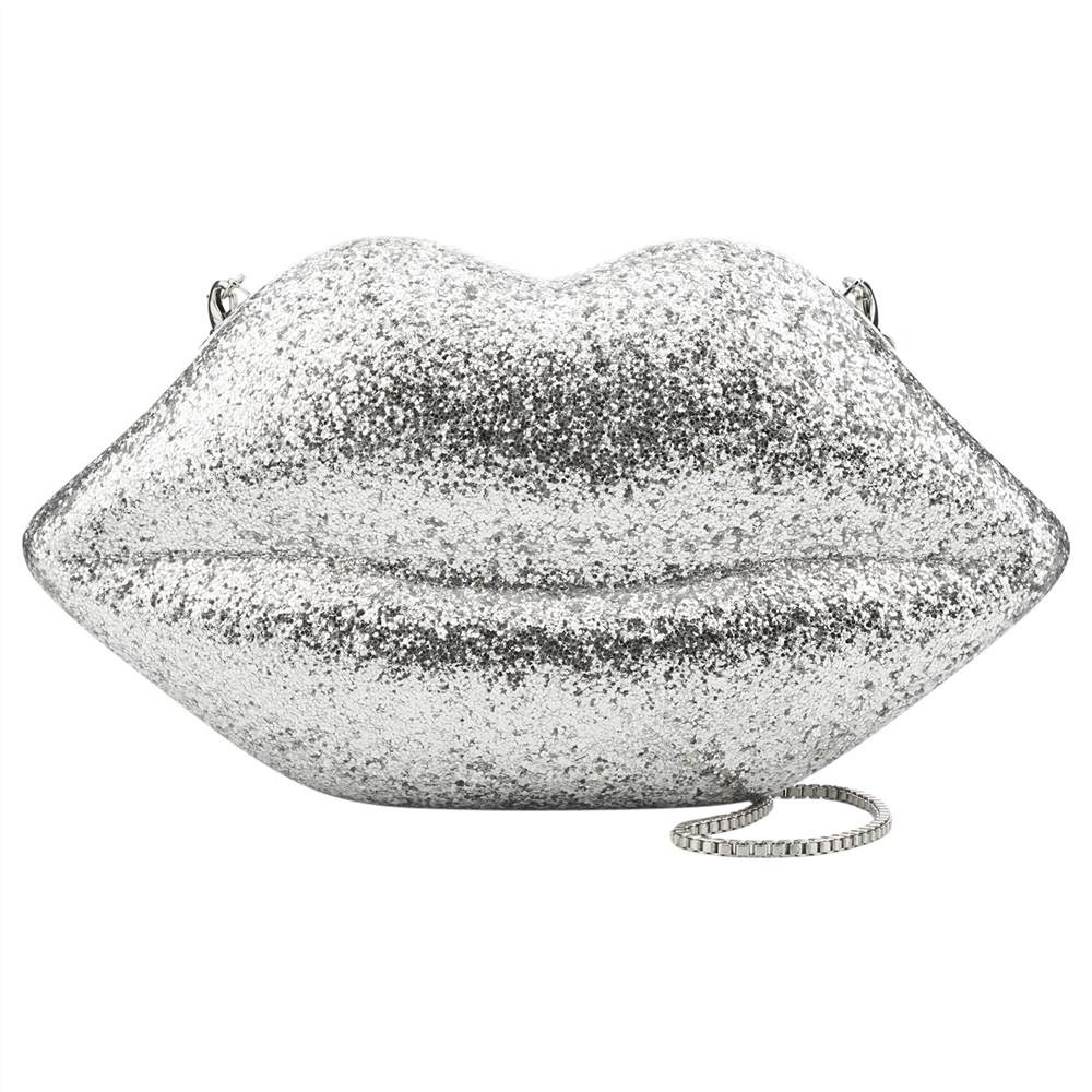 Lulu Guinness Large Perspex Lips Large Clutch Bag Silver Glitter Lulu Guinness Handbags Lulu Guinness Large Perspex Lips Large Clutch Bag Silver Glitter Lulu Guinness Handbags