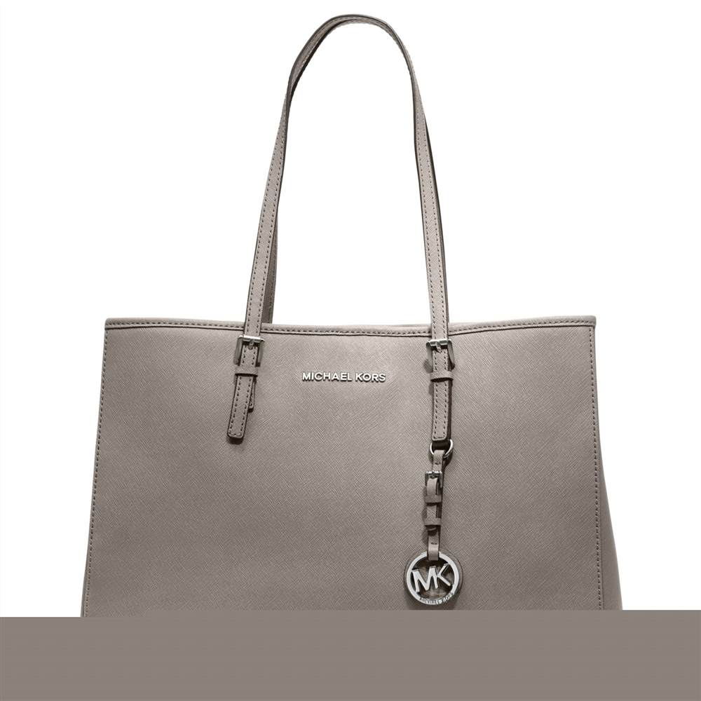 MICHAEL Michael Kors Jet Set Travel East/West Large Leather Tote Bag Pearl Grey MICHAEL Michael Kors Handbags