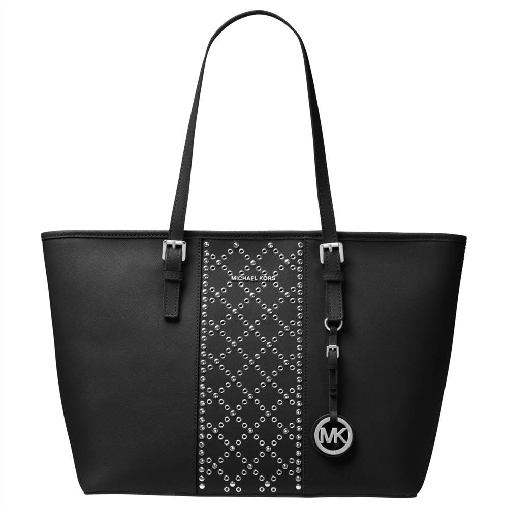 MICHAEL Michael Kors Jet Set Travel Large Leather Stud Tote Bag Black MICHAEL Michael Kors Handbags