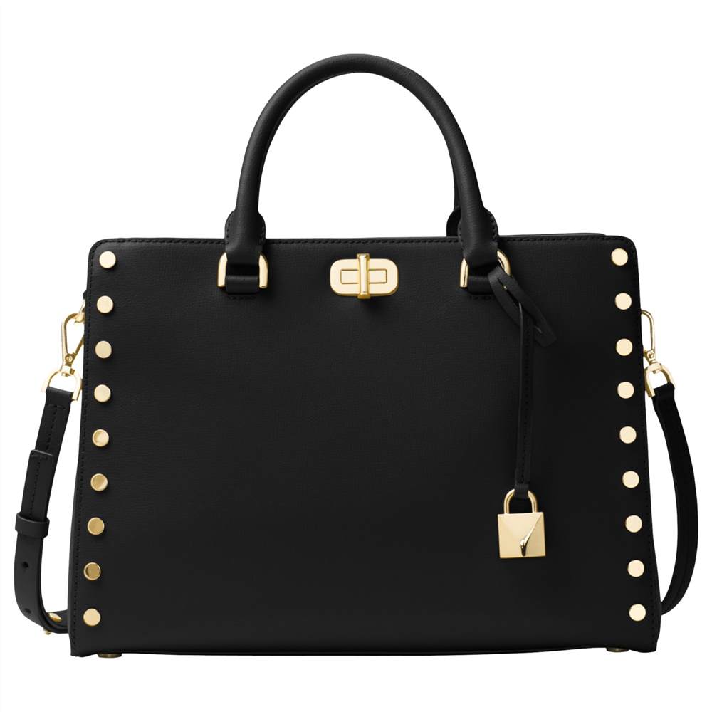 MICHAEL Michael Kors Sylvie Leather Medium Satchel Black MICHAEL Michael Kors Handbags