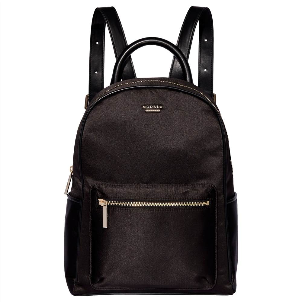 Modalu Maddie Backpack Black Satin Modalu Handbags Modalu Maddie Backpack Black Satin Modalu Handbags