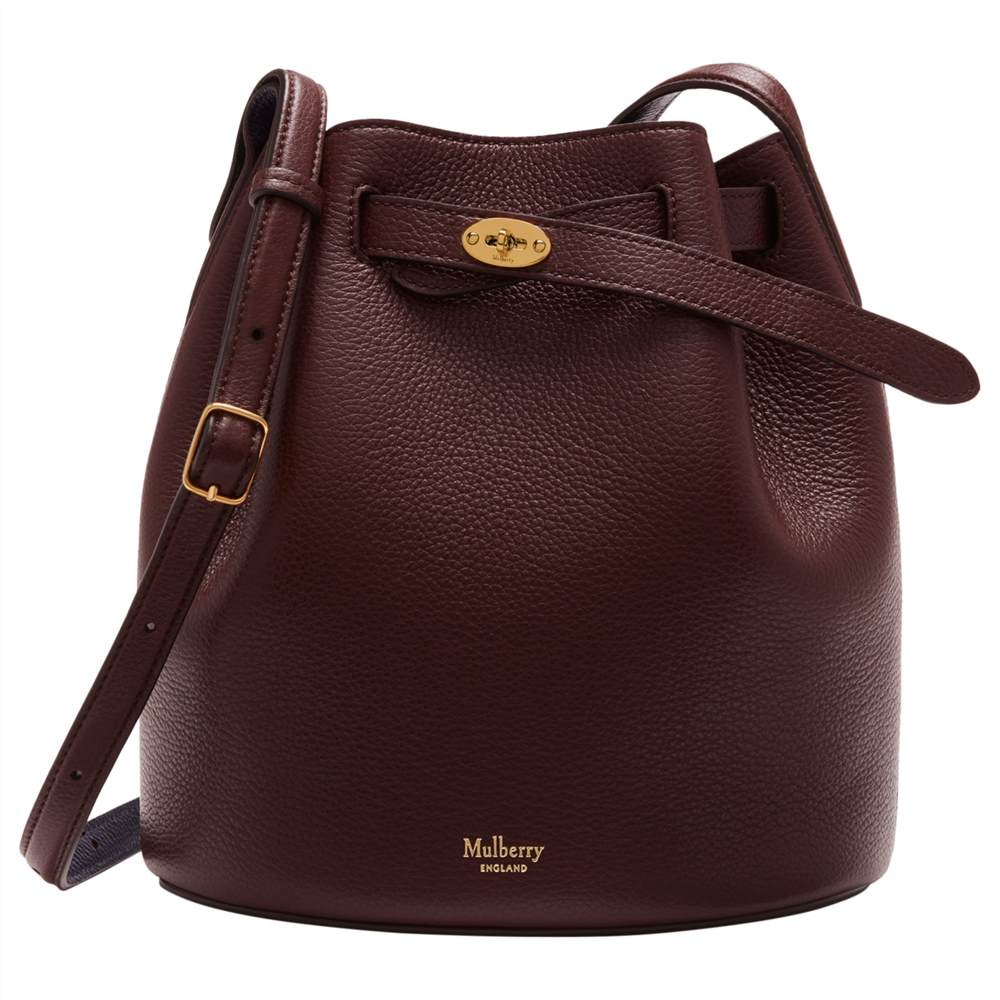 Mulberry Abbey Small Classic Grain Leather Bucket BagOxblood/Oxford Blue Mulberry Handbags