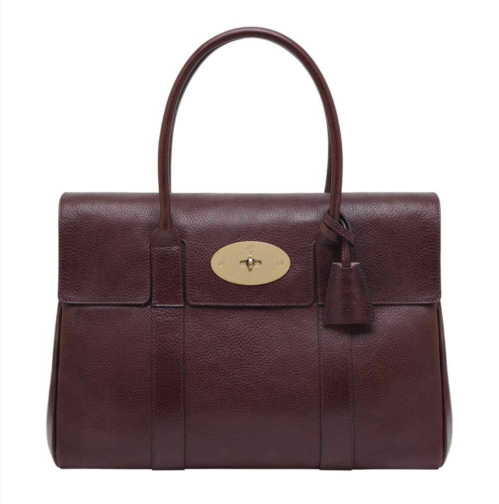Mulberry Bayswater Coloured Veg Tanned Leather Grab Bag Oxblood Mulberry Handbags