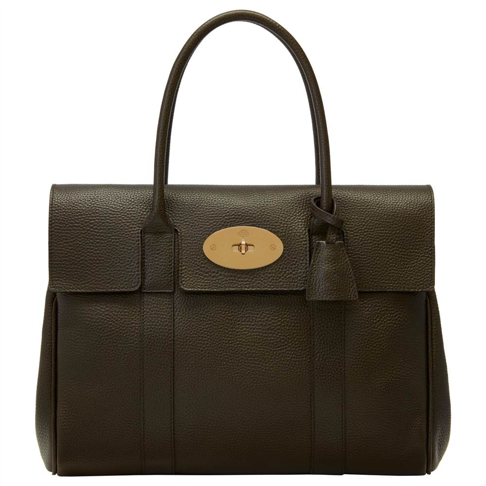 Mulberry Bayswater Grained Veg Tanned Leather Grab Bag Racing Green Mulberry Handbags
