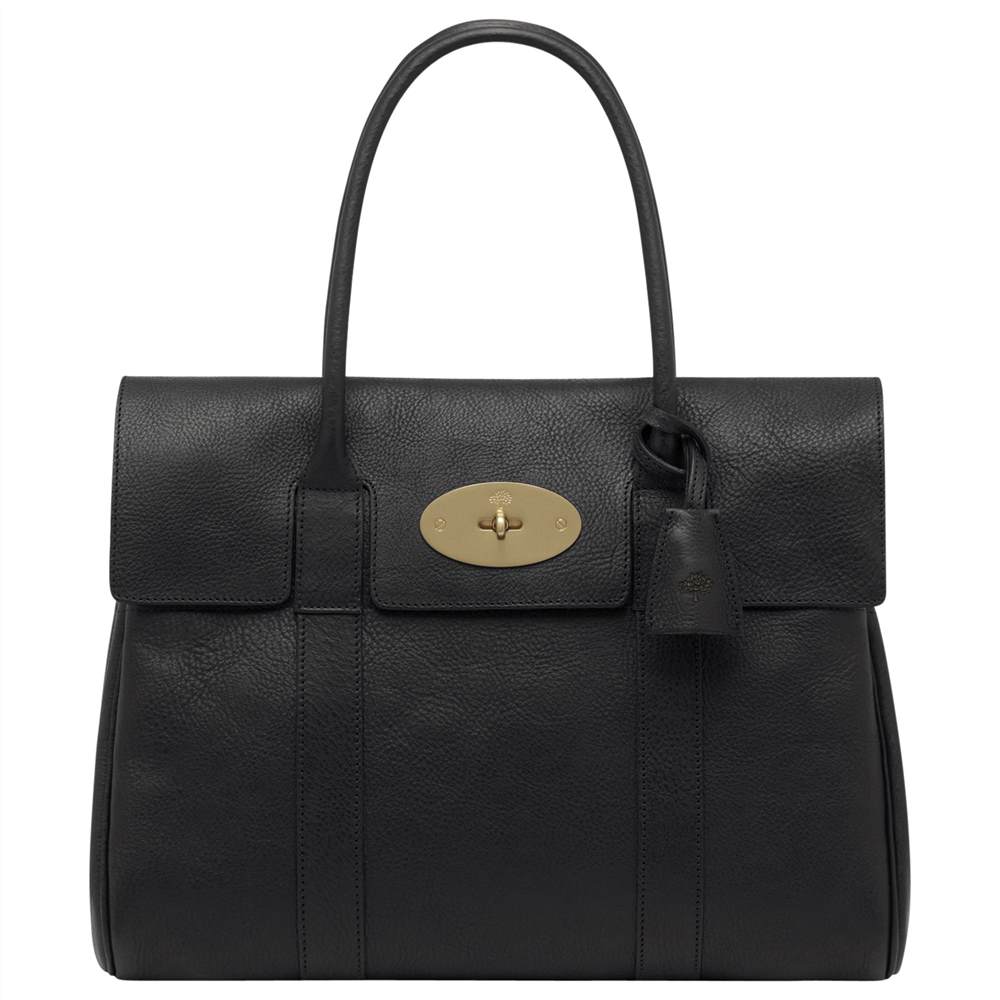 Mulberry Bayswater Natural Veg Tanned Leather Grab BagBlack Mulberry Handbags