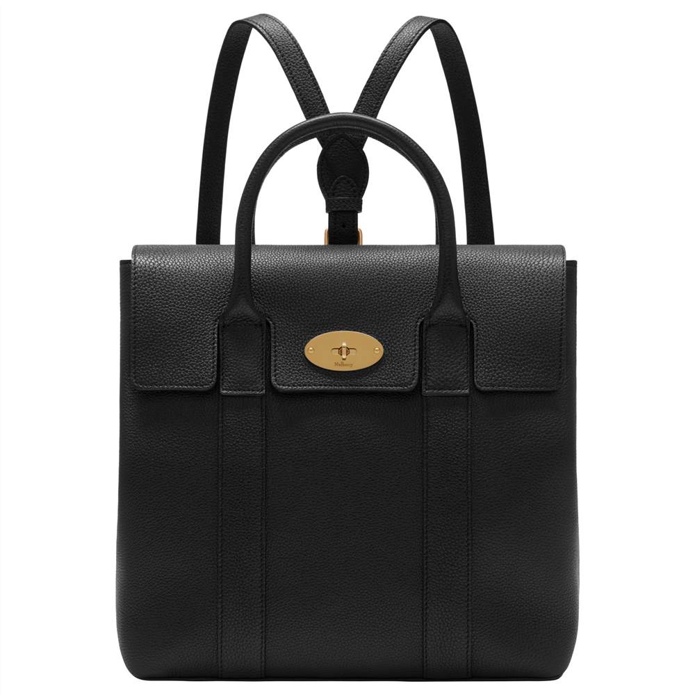 Mulberry Bayswater Small Classic Grain Leather Backpack Black Mulberry Handbags