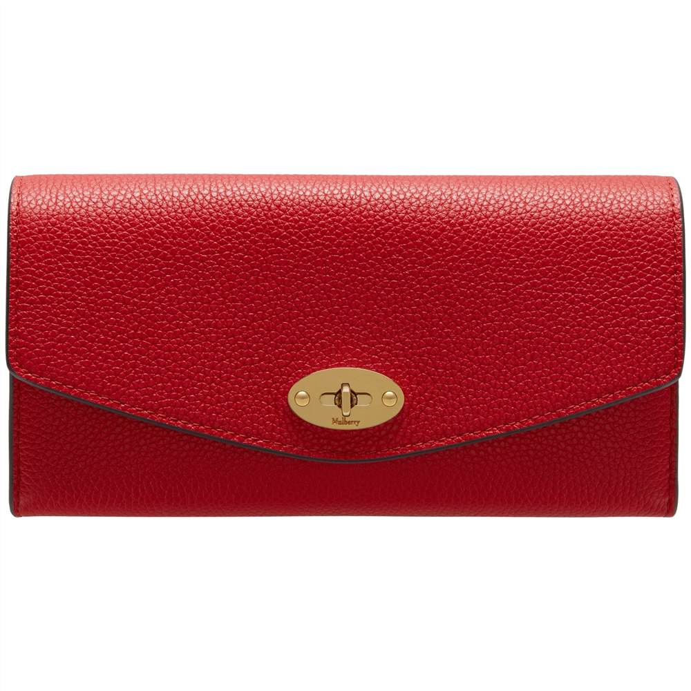 Mulberry Darley Leather Veg Grain Wallet Scarlet Mulberry Purses