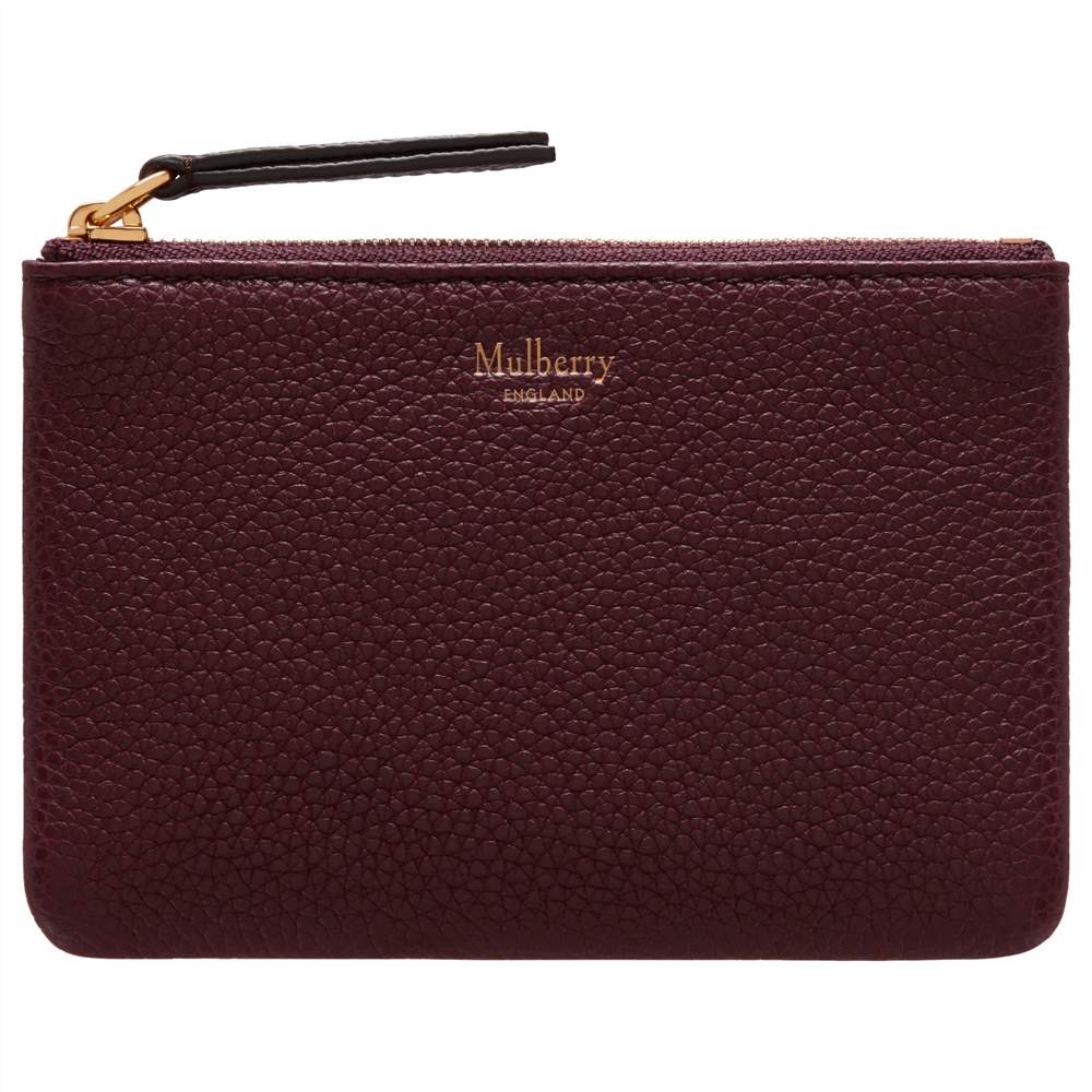 Mulberry Small Classic Grain Leather Zip Coin PouchBurgandy Mulberry Purses