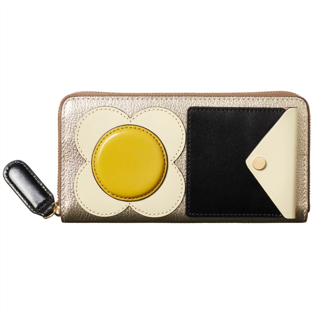Orla Kiely Flower Pocket Leather Big Zip Purse Light Gold Orla Kiely Purses Orla Kiely Flower Pocket Leather Big Zip Purse Light Gold Orla Kiely Purses