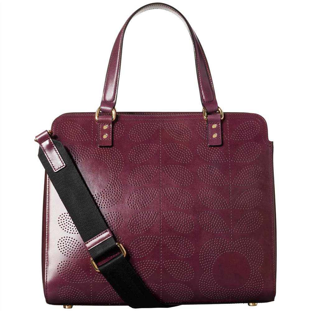 Orla Kiely Punch Tall Flower Leather Jeanie Shoulder Bag Plum Orla Kiely Handbags Orla Kiely Punch Tall Flower Leather Jeanie Shoulder Bag Plum Orla Kiely Handbags