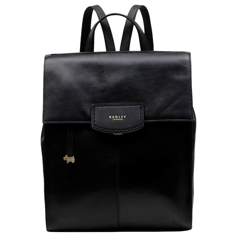 Radley Burnham Beeches Leather Large Flapover Backpack Black Radley Handbags