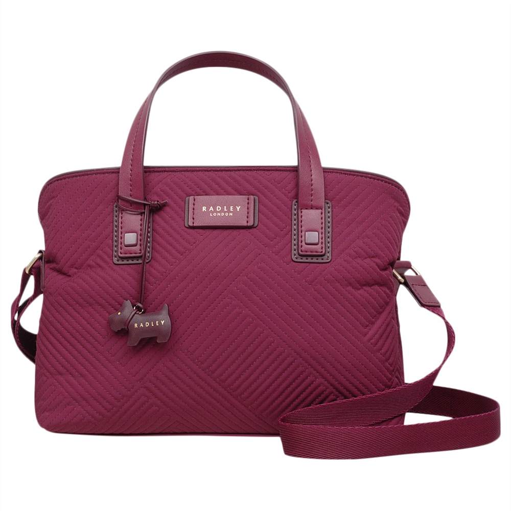 Radley Deco Stripe Quilted Medium Cross Body Bag Berry Radley Handbags