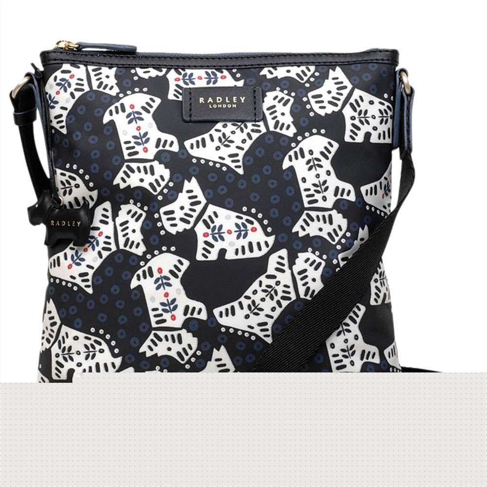 Radley Folk Dog Fabric Medium Cross Body Bag Black Radley Handbags Radley Folk Dog Fabric Medium Cross Body Bag Black Radley Handbags