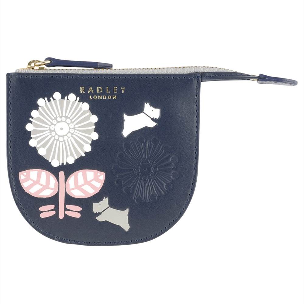 Radley Folk Floral Leather Small Coin Purse Navy Radley Purses