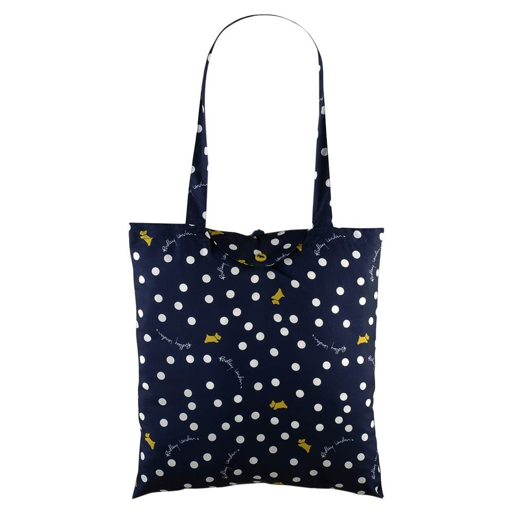 Radley Vintage Dog Dot Fabric Tote Bag Navy Radley Handbags