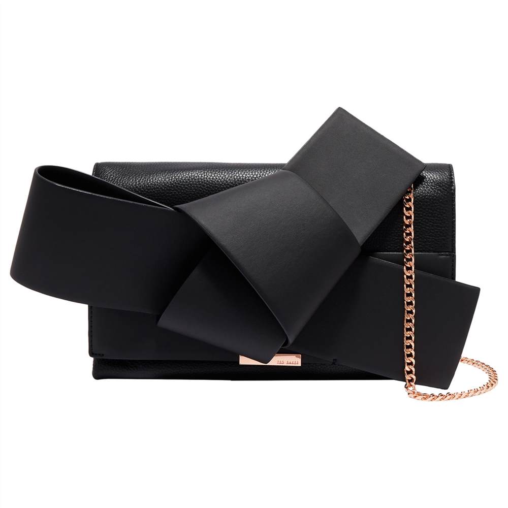 Ted Baker Asterr Leather Giant Knot Bow Evening BagBlack Ted Baker Handbags