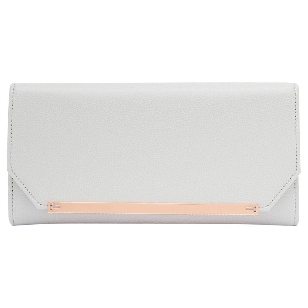 Ted Baker Delia Leather Metal Bar Matinee PurseLight Grey Ted Baker Purses