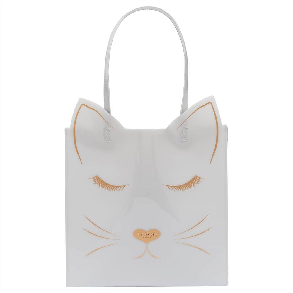 Ted Baker Linear Cat Large Icon Shopper Bag Light Grey Ted Baker Handbags