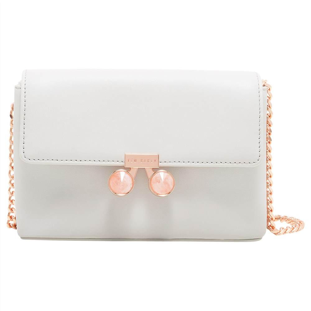 Ted Baker Rassie Leather Cross Body Bag Light Grey Ted Baker Handbags