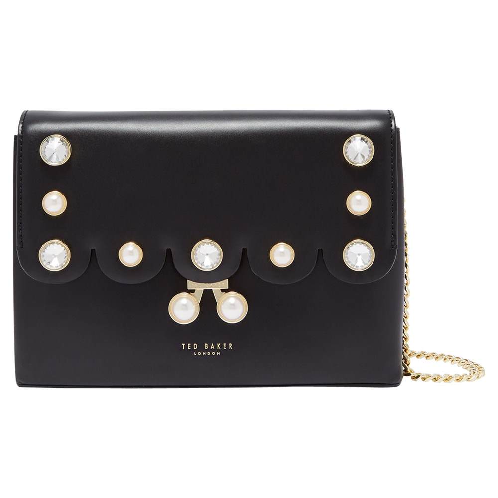 Ted Baker Saraa Pearl Embellished Leather Cross Body BagBlack Ted Baker Handbags