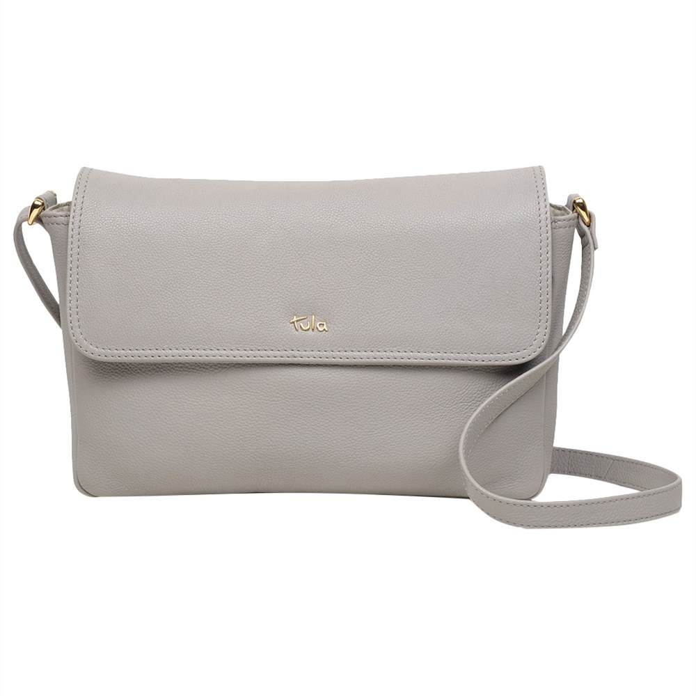 Tula Nappa Originals Leather Medium Flapover Cross Body BagLight Grey Tula Handbags Tula Nappa Originals Leather Medium Flapover Cross Body BagLight Grey Tula Handbags