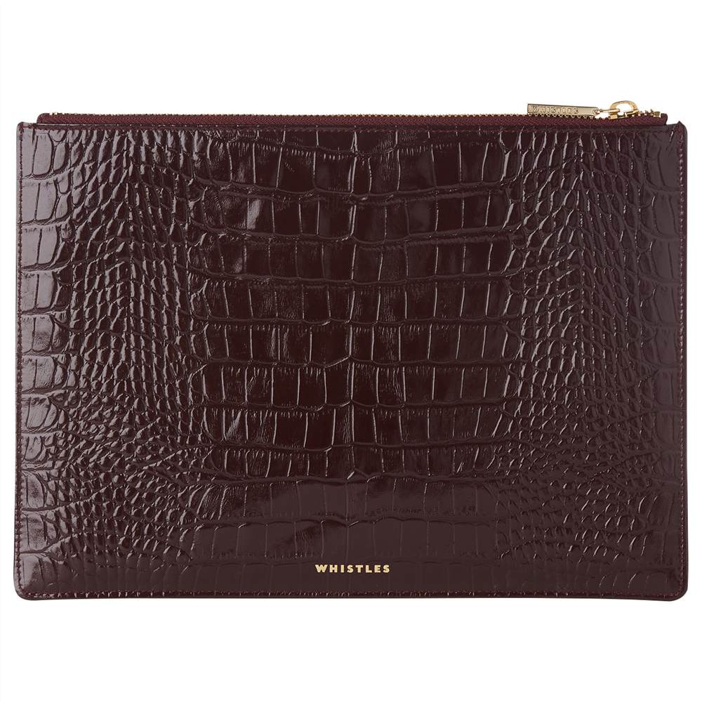 Whistles Shiny Croc Leather Medium Clutch BagBurgundy Whistles Handbags Whistles Shiny Croc Leather Medium Clutch BagBurgundy Whistles Handbags